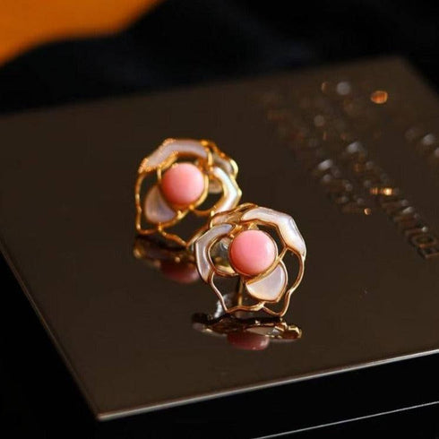 Rose Pink Queen Conch Pearl Earrings - House Of Pearls